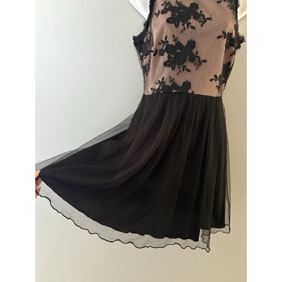 Vtg Mesh Speechless Dress Size 7 Black Lace Y2K Babydoll Fairy Whimsigoth - Picture 2 of 16